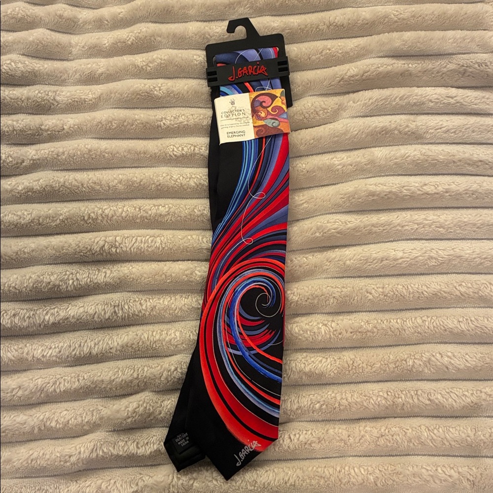 J. Garcia Vibrant Red and Blue Artistic Tie